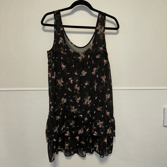 XXI Dresses & Skirts - Women's XXI Forever 21 Dress Size M Medium Black Floral Sheer Ruffles